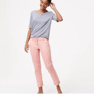 NWT LOFT Petite Marisa Chino Cropped Pants in Bright Pink Orange